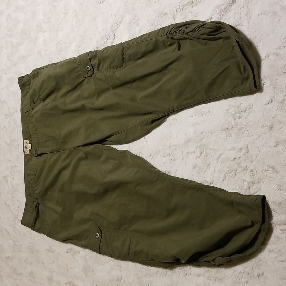 Woolrich Capris Size 14 Womens Green Ruched Cargo